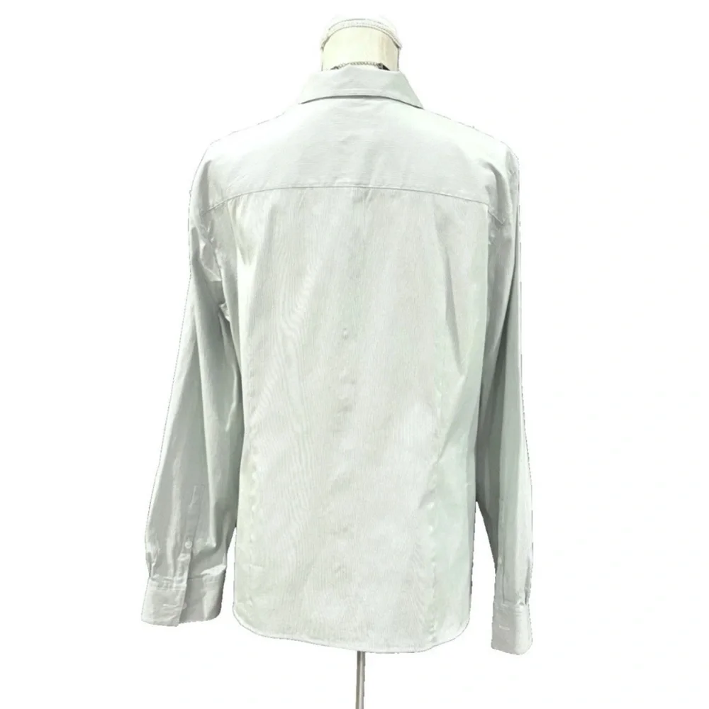 LAFAYETTE 148 NY BUTTON DOWN SHIRT PINSTRIPE MINT WHITE COTTON BLEND 16 $598 - Picture 7 of 11